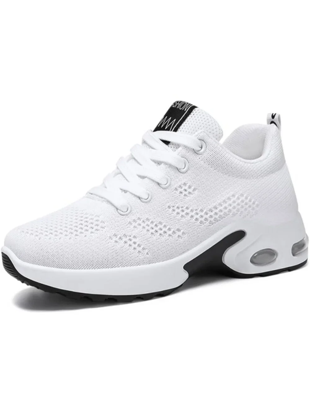 Women's White White Lightweight Air Cushion Mesh Breathable Casual Sneakers